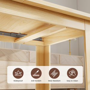 Extendable Solid Wood Rectangular Dining <b>Table</b> 10 People Large Modern Farmhouse Hotel Grooved Wood-Strip Home Furniture Workshop - Product Image 4