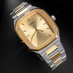 New Fashion Classic Brand Stainless Steel Wrist Rectangular Rectangle Watch for Men