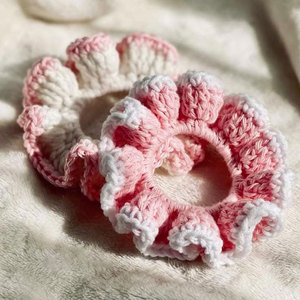 Coletero de Ganchillo Hecho a Mano con Volantes para Mujer, Estilo Dulce, Color Degradado Rosa y Amarillo, Elástico, para Uso Diario, 25x6cm, de Algodón - Product Image 2