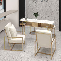 Table de Manucure Professionnelle de Luxe en Marbre pour Salon de Spa, avec Collecteur de Poussière et Table de Nail Art Anti-Rayures