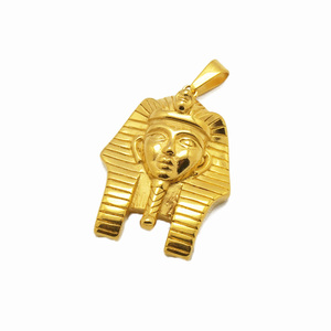 Ciondolo Re Egiziano Tut in Oro PVD, Ciondolo Regina Nefertiti in Acciaio Inox, Gioielli con Croce Ankh, Ciondolo Faraone per Donne - Product Image 4