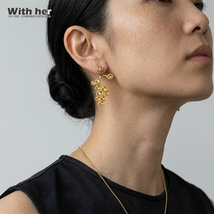 Pendientes Colgantes de Lujo con Borlas de Circones Agrupados, Chapados en Oro y Plata, de Latón Brillante, para Fiesta - Product Image 2