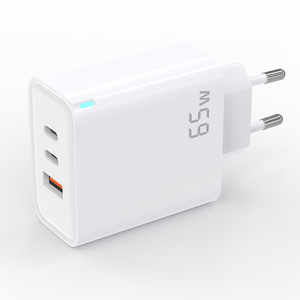 Chargeur GaN PD électrique 65W en promotion, 1 USB + 2 ports Type C, charge rapide OTP pour 15/Tablette/Ordinateur portable, prise UK/US/EU - Product Image 1
