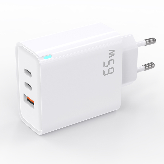 Hot Sale Electric 65W GaN PD Charger 1 USB + 2 Type C Ports OTP Fast Charging for 15/Tablet/Laptop UK/US/EU Plug