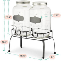 Récipient en verre solide avec support en métal, conçu sur mesure pour le jus et l'eau, récipient de cuisine scellé