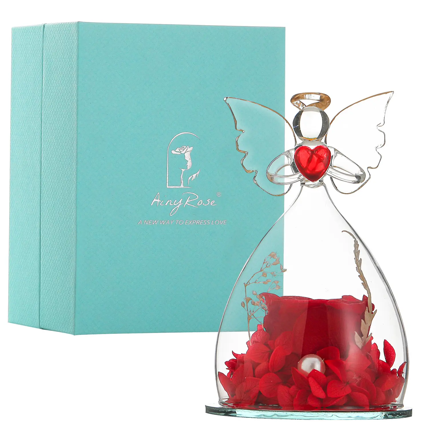 Großhandel Engel Rose Figuren Engel Geschenke konservierte Blumen-Ornamente für Muttertag Frauen Geburtstag Erntedankfest