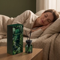 Bouteille diffuseur en verre vert ambré 120ml 300ml avec couvercle en bois, conteneur vide pour diffuseur à bâtonnets, décoration parfumée pour la maison et l'hôtel
