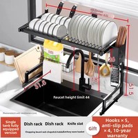 Étagère de rangement murale multifonctionnelle à deux niveaux pour cuisine avec organisateur de baguettes et de couteaux, égouttoir vertical pour évier