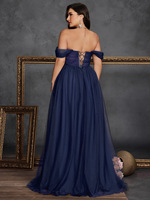 Robes de soirée de luxe grande taille LY2636D pour femmes, à manches courtes, asymétriques, en mousseline, fendues, pour fêtes formelles et demoiselles d'honneur