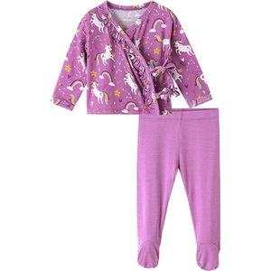 ชุดเสื้อคลุมกิโมโนแขนยาวและกางเกงขายาวสำหรับเด็กผู้หญิง BambooBud ผลิตจากใยไผ่ ชุดน่ารักสไตล์หวาน ใส่ได้ทุกฤดู เป็นมิตรต่อสิ่งแวดล้อม - Product Image 1