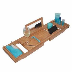 Plateau de <span class=keywords><strong>baignoire</strong></span> <span class=keywords><strong>pliable</strong></span> en bois de bambou avec plateaux de table de bain couleur et taille personnalisables naturel fait à la main - Product Image 4