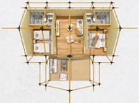 Tente Safari 5x9m en Toile de Coton Oxford avec Matériaux PVC/PVDF, Ouverture Rapide Quatre Saisons, Portable, Droite, 2 Chambres, 4 Personnes
