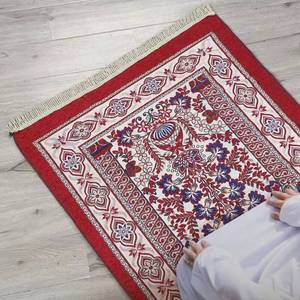 Alfombra de Oración Tejida Lavable de Chenilla con Diseño Floral, Cómoda, Portátil, para Viajes, Alfombra Islámica - Product Image 1