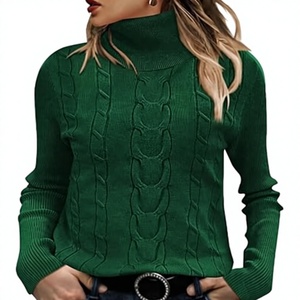 <b>Women</b> <b>Cable</b> <b>Knit</b> Turtleneck <b>Sweater</b> Ribbed High Neck Long Sleeve Pullover Knitwear Casual Winter Jumper Wholesale - Product Image 1