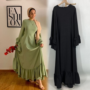 Fashion Pleated Big Hem Flared Party Dress with <b>Back</b> <b>Ties</b> Perfect for Muslim Women Evening and Special Occasions (6896) - Product Image 1