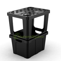 Conteneur d'emballage carré noir de haute qualité pour système de transport, seau d'enchères pour pots et jardinières