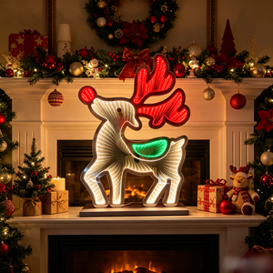Commercial Grade 3D Infinity Mirror Reindeer <b>LED</b> Tunnel <b>Light</b> <b>Box</b> CE RoHS Certified Retail Display Signage - Product Image 3