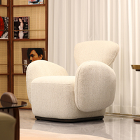 Fauteuil d'appoint moderne et minimaliste de luxe, rembourré, en tissu type coton, pour salon et hôtel