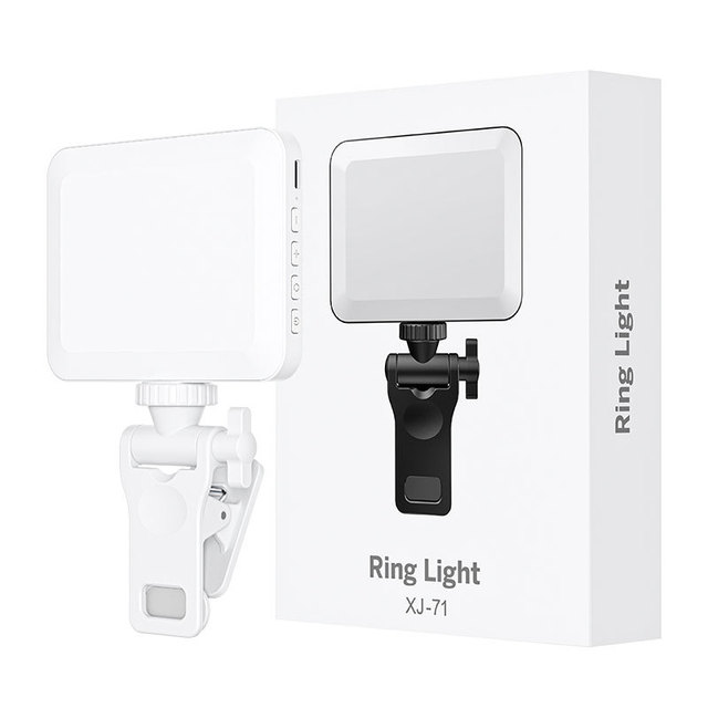 2024 Portable Rechargeable USB Camera Clip Photography Video Mobile Phone LED Ring Selfie Light for Phone