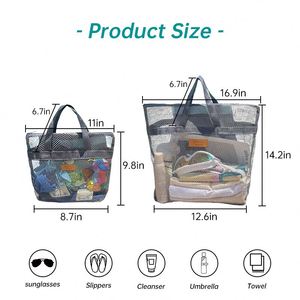 New Upgrade Mesh Beach <b>Bag</b> Large Capacity Outdoor Portable Wash Toiletry <b>Storage</b> <b>Bag</b> with Handle - Product Image 3