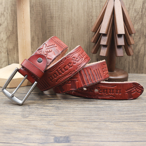 Cintura in Vera Pelle Goffrata da Uomo, Lusso Vintage, Fibbia ad Ardiglione in Lega Invecchiata, Cinture di Design, Cinturino per Jeans, Cinturino Firmato - Product Image 6