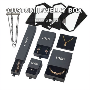 Caja de Joyería Negra con Logotipo Personalizado, Caja de Regalo para Collares, Anillos, Pendientes y Pulseras - Product Image 3