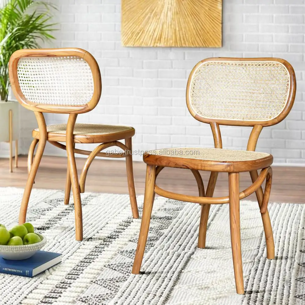 Modern Chair Bentwood für Cafe mit Rattan Seater Solid Teak Wood