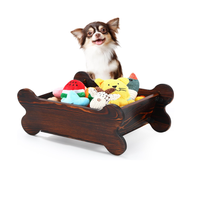 Panier de rangement en bois en forme d'os pour jouets de chien, grande boîte à jouets pour animaux de compagnie, pour l'organisation et le rangement des accessoires, laisse et nourriture pour chiot