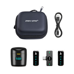 Estuche de carga de micrófono Lavalier inalámbrico Mini micrófono inalámbrico de solapa dual <span class=keywords><strong>para</strong></span> grabar Podcast Youtube Live Stream - Product Image 6