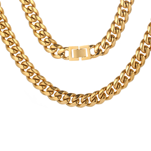 NUOYA erkekler kolye paslanmaz çelik Hip Hop 18k altın takı kolye küba Link zinciri moda takı toptan stokta - Product Image 3