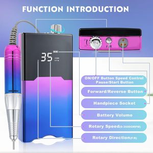 Taladro de Uñas Profesional Recargable Pourcare, 35000 RPM, Herramienta Eléctrica Portátil para Uñas Acrílicas, Manicura y Pedicura - Product Image 5