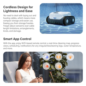 Robot Pulitore <span class=keywords><strong>per</strong></span> <span class=keywords><strong>Piscina</strong></span> Senza Fili con Controllo App WiFi - Robot <span class=keywords><strong>Aspirapolvere</strong></span> Automatico Wireless <span class=keywords><strong>per</strong></span> Pulizia Fondo e Pareti della <span class=keywords><strong>Piscina</strong></span> - Product Image 3