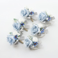 Rangkaian Bunga Mawar Kain Buatan untuk Pernikahan, Acara Bisnis, Upacara Pembukaan, Boutonniere Tamu, Model Tangan