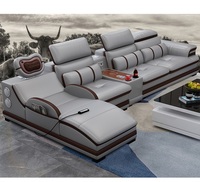 Neues Modernes L-förmiges Smartes Ausziehbares Konvertierbares Massage-Sofa Wohnzimmermöbel Echtleder-Sofa für Schul- und Parknutzung