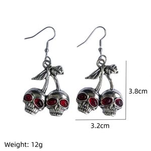 Punk Skull Cherry Dangle <b>Earrings</b> Gothic Skeleton Pendant <b>Earring</b> Hip Hop Jewelry for Women Men Halloween Party Decor Jewelry - Product Image 4