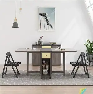 फ़ोल्ड करने योग्य डाइनिंग टेबल छोटे घरेलू डाइनिंग टेबल फ़ाइबरबोर्ड बहुक्रियाशील विस्तार योग्य आयताकार सरल घरेलू फर्नीचर