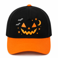 Topi Bisbol Halloween Kustom Bordir Labu Hitam Oranye untuk Wanita Pria Topi Trucker Snapback Hadiah Liburan
