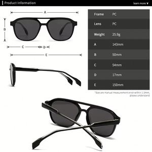 Gafas de Sol Retro 2025 con Logotipo Personalizado, Montura Grande, Doble Puente, Lentes Degradadas, Protección UV400, TR90, Cuadradas, para Hombre y Mujer - Product Image 5