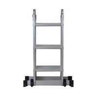 Échelle pliable multi-positions 4x3 avec charnières renforcées, antidérapante, stabilisateurs en aluminium antirouille pour escalier, utilisation en supermarché, conforme à la norme EN 131