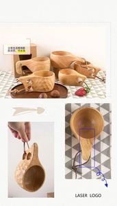 Taza Kuksa de Madera Estilo Japonés Hecha a Mano con Agarraderas de 2 Orificios, Ecológica, 250ml/150ml, para Café, Té, Leche, Ideal para Camping y Bushcraft - Product Image 4