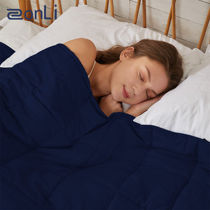 Weighted Blanket With Glass Bead Filling Dark Blue <b>Single</b> Size Air Permeable Lightweight Breathable For All Seasons <b>Quilted</b> - Product Image 2