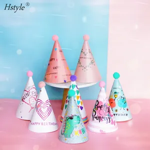 Chapeaux de fête colorés-différents motifs cône de fête pour enfants jeu d'anniversaire et bricolage fournitures de fête activités de groupe SD127