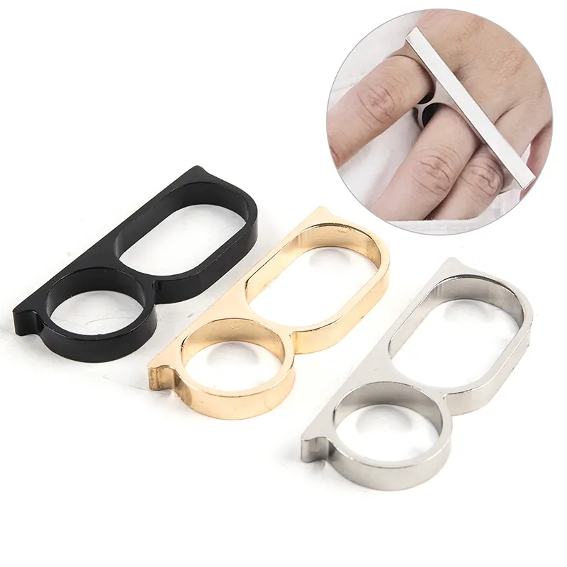 For Men Two Finger Punk Ring Hip Hop Knuckle Ring Personality Hyperbole Double Knuckle Ring Custom CNC Machining Parts