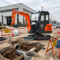 Excavatrice compacte diesel sur chenilles de 2,6 tonnes / Moteur Yanmar haute efficacité pour l'installation de câbles et de canalisations municipales