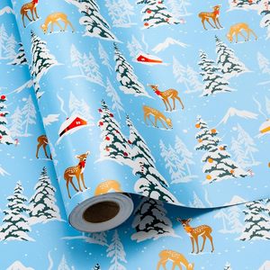 Rollo de papel de regalo navideño azul de 17 pulgadas x 32.8 pies, doble cara, ecológico, para regalos de Navidad y Año Nuevo. - Product Image 1