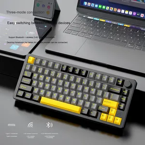 <span class=keywords><strong>Clavier</strong></span> mécanique sans fil en aluminium RGB Cmany X86 avec bouton rotatif, <span class=keywords><strong>clavier</strong></span> RGB interchangeable à chaud pour le jeu - Product Image 5