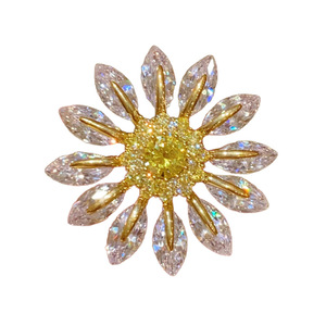 brooches French Style High-end Rotatable Sunflower <b>Brass</b> Brooch Simple Luxury Super Shiny Pin Buckle fashion jewelry brooches - Product Image 4