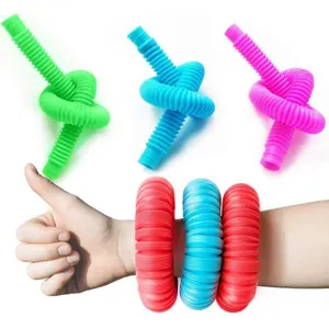 24 팩 Fidget 팝 튜브 장난감 어린이와 성인을위한 파이프 감각 도구 스트레스와 불안 완화 멋진 구부릴 수있는 멀티 컬러 튜브