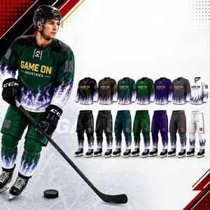 Flame Graphic Printed Customized Sublimated Personalized Low MOQ Lightweight Private Label Trendy Ice Hockey Uniform for Adults - Product Image 1