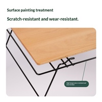 Table de camping pliable d'extérieur en bois et fer, portable, pour pique-nique, barbecue, mobilier d'extérieur